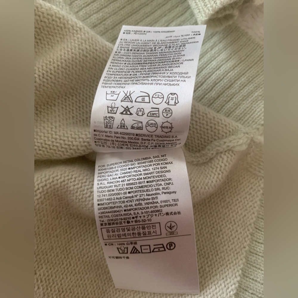 NWT Todd & Duncan Cashmere Sweater: Mint, V-Neck, Side Slits, M - Picture 9 of 16